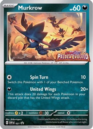 Murkrow - 021 (Prerelease) 21 - SV Scarlet & Violet Promo Cards Holofoil