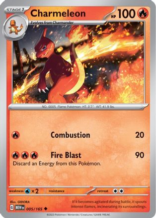 Charmeleon - 005/165 5 - SV Scarlet & Violet 151 Reverse Holofoil