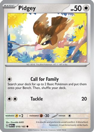Pidgey 16 - SV Scarlet & Violet 151 Reverse Holofoil
