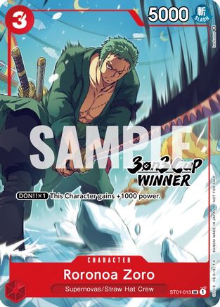 Roronoa Zoro (3-on-3 Cup) [Winner] (ST01-013) - One Piece Promotion Cards