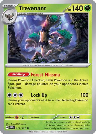 Trevenant 12 - SV03 Obsidian Flames Reverse Holofoil