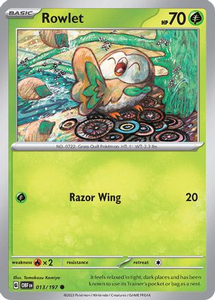 Rowlet 13 - SV03 Obsidian Flames Reverse Holofoil