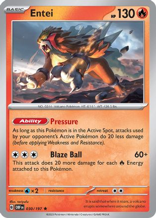Entei 30 - SV03 Obsidian Flames Reverse Holofoil
