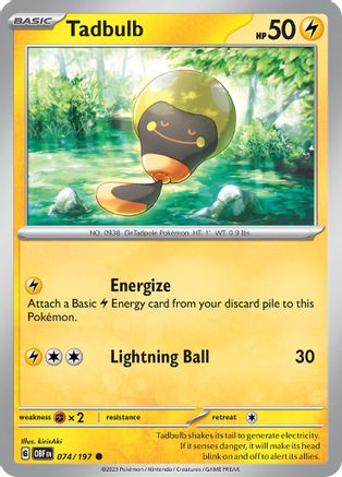 Tadbulb 074/197 74 - SV03 Obsidian Flames Reverse Holofoil
