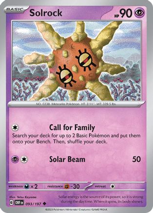 Solrock 93 - SV03 Obsidian Flames Reverse Holofoil
