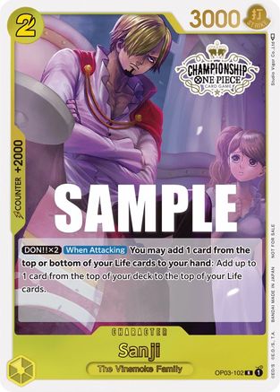 Sanji (Store Championship Participation Pack Vol. 2) (OP03-102) - One Piece Promotion Cards Foil