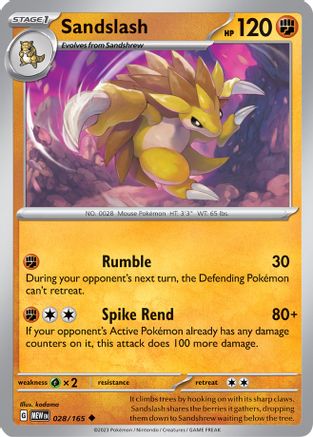 Sandslash 28 - SV Scarlet and Violet 151 Reverse Holofoil