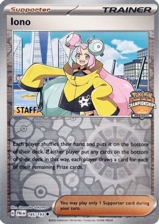 Iono - 185/193 (Regional Championships) [Staff] 185 - League & Championship Cards