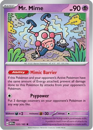 Mr. Mime - 122/165 122 - SV Scarlet and Violet 151 Reverse Holofoil