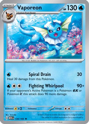 Vaporeon 134 - SV Scarlet & Violet 151 Reverse Holofoil
