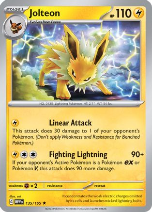 Jolteon 135 - SV Scarlet & Violet 151 Reverse Holofoil