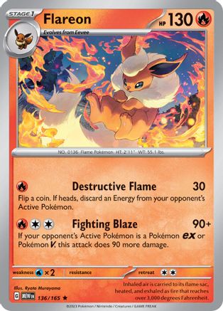 Flareon 136 - SV Scarlet and Violet 151 Holofoil