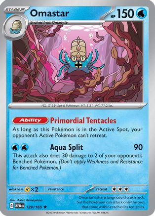 Omastar 139 - SV Scarlet & Violet 151 Reverse Holofoil