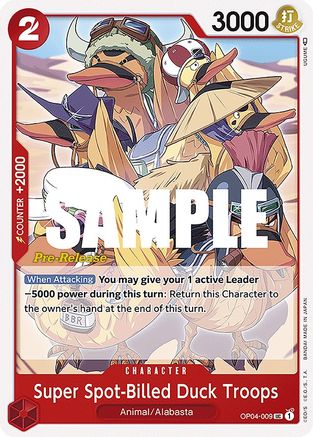 Super Spot-Billed Duck Troops (OP04-009) - Kingdoms of Intrigue Pre-Release Cards