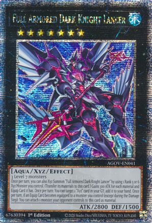 Full Armored Dark Knight Lancer (Quarter Century Secret Rare) (AGOV-EN041) - Age of Overlord 1st Edition