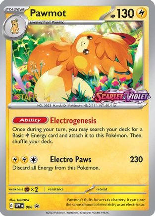 Pawmot - 006 [Staff] 6 - SV Scarlet & Violet Promo Cards Holofoil