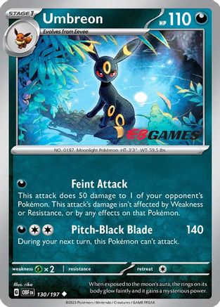 Umbreon - 130/197 (EBGames Exclusive) 130 - Miscellaneous Cards & Products Reverse Holofoil