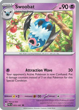 Swoobat 33 - SV Paldean Fates Reverse Holofoil