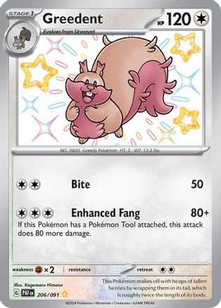 Greedent 206 - SV Paldean Fates Holofoil