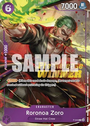 Roronoa Zoro (OP-06 Pre-Release Tournament) [Winner] (P-045) - One Piece Promotion Cards Foil