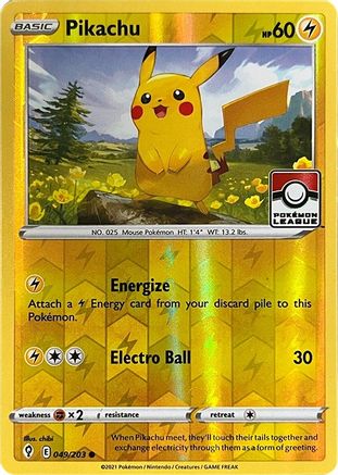 Pikachu - 049/203 (Pokemon League) 49 - League & Championship Cards Reverse Holofoil