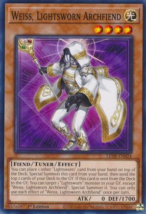 Weiss, Lightsworn Archfiend (LEDE-EN024) - Legacy of Destruction 1st Edition