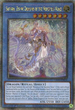Saffira, Divine Dragon of the Voiceless Voice (Quarter Century Secret Rare) (LEDE-EN034) - Legacy of Destruction 1st Edition