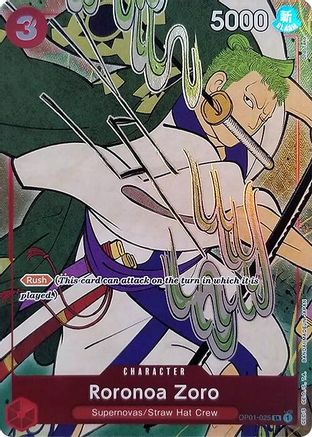 Roronoa Zoro (English Version 1st Anniversary Set) (OP01-025) - One Piece Promotion Cards Foil