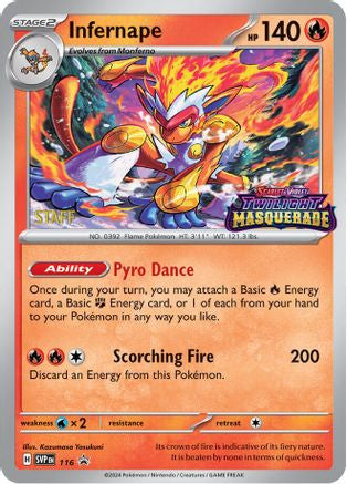 Infernape - 116 (Prerelease) [Staff] 116 - SV Scarlet & Violet Promo Cards Holofoil