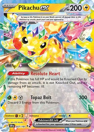 Pikachu ex 57 - SV08 Surging Sparks Holofoil