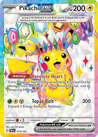 Pikachu ex - 219/191 219 - SV08 Surging Sparks Holofoil
