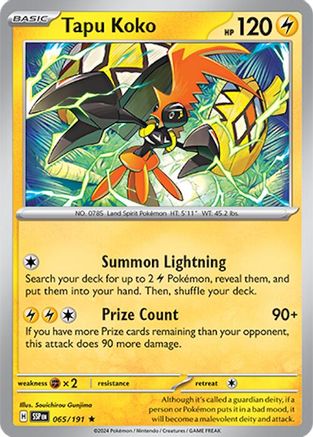 Tapu Koko 65 - SV08 Surging Sparks Reverse Holofoil