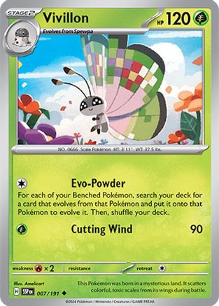 Vivillon - 007/191 7 - SV08 Surging Sparks Reverse Holofoil