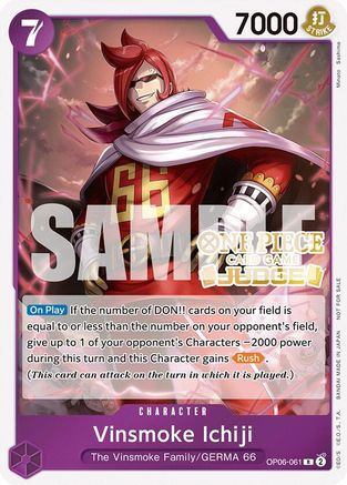 Vinsmoke Ichiji (Judge Pack Vol. 5) (OP06-061) - One Piece Promotion Cards