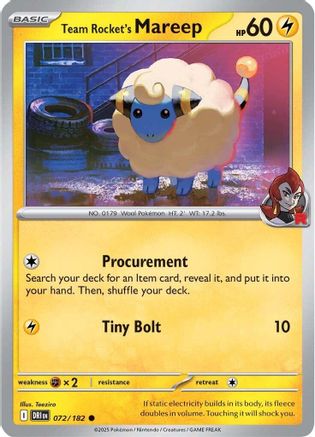 Team Rocket's Mareep 72 - SV10 Destined Rivals Reverse Holofoil
