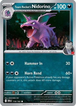 Team Rocket's Nidorino 118 - SV10 Destined Rivals Reverse Holofoil