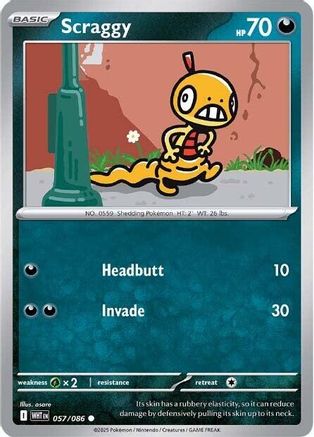 Scraggy 57 - SV White Flare Reverse Holofoil