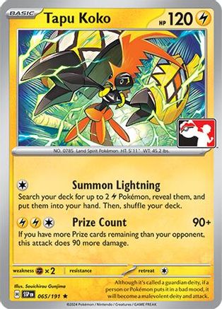 Tapu Koko - 65/191 - Prize Pack Series Cards