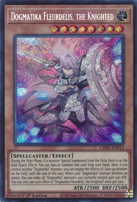 Dogmatika Fleurdelis, the Knighted (Secret Rare) (CH01-EN015) - THE CHRONICLES DECK: The Fallen & The Virtuous (All-Foil Edition) 1st Edition