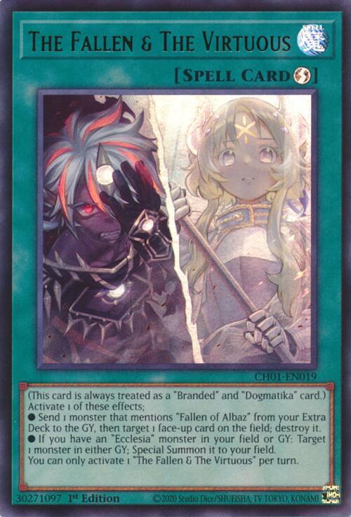 The Fallen & The Virtuous (CH01-EN019) - THE CHRONICLES DECK: The Fallen & The Virtuous (All-Foil Edition) 1st Edition