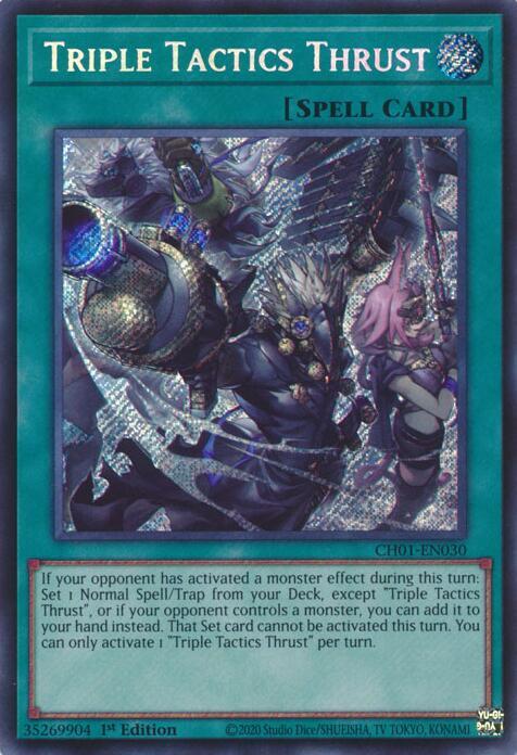 Triple Tactics Thrust (Secret Rare) (CH01-EN030) - THE CHRONICLES DECK: The Fallen & The Virtuous (All-Foil Edition) 1st Edition
