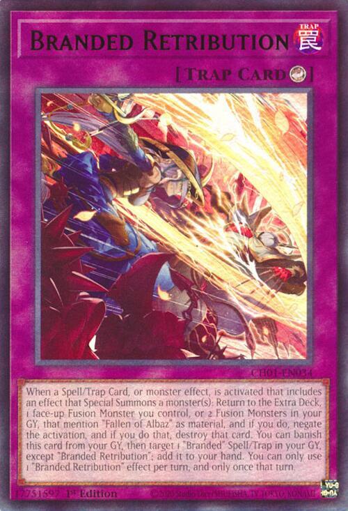 Branded Retribution (CH01-EN034) - THE CHRONICLES DECK: The Fallen & The Virtuous (All-Foil Edition) 1st Edition