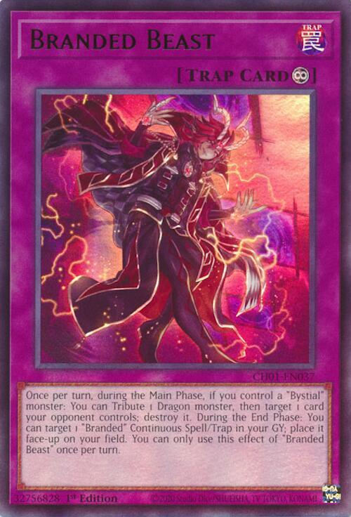 Branded Beast (CH01-EN037) - THE CHRONICLES DECK: The Fallen & The Virtuous (All-Foil Edition) 1st Edition