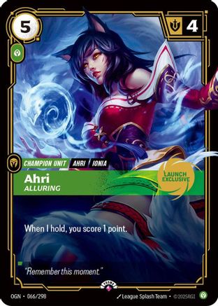 Ahri - Alluring (Launch Exclusive) - 066/298 - Riftbound Promotional Cards Foil