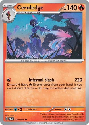 Ceruledge 20 - ME02 Phantasmal Flames Reverse Holofoil