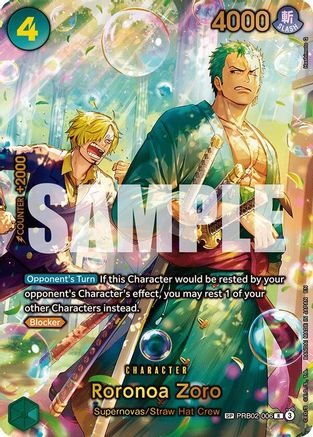 Roronoa Zoro - PRB02-006 (SP) (Alternate Art) (PRB02-006) - The Azure Sea's Seven Foil