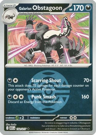 Galarian Obstagoon (Dusk Ball) - 132/217 - ME Ascended Heroes Reverse Holofoil