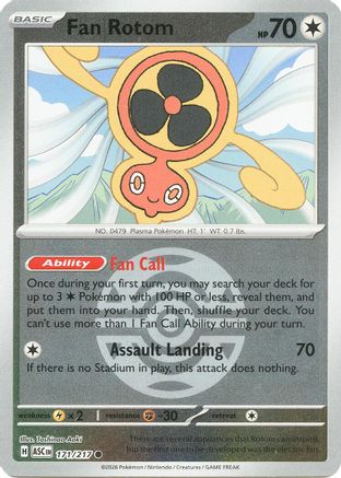 Fan Rotom (Dusk Ball) - 171/217 - ME Ascended Heroes Reverse Holofoil
