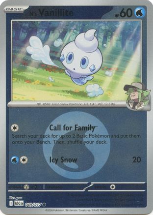 N's Vanillite (Energy Symbol Pattern) - 049/217 - ME Ascended Heroes Reverse Holofoil