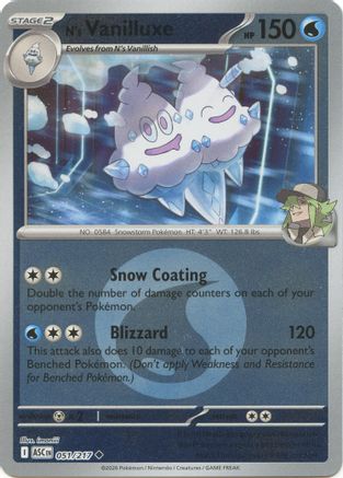 N's Vanilluxe (Energy Symbol Pattern) - 051/217 - ME Ascended Heroes Reverse Holofoil